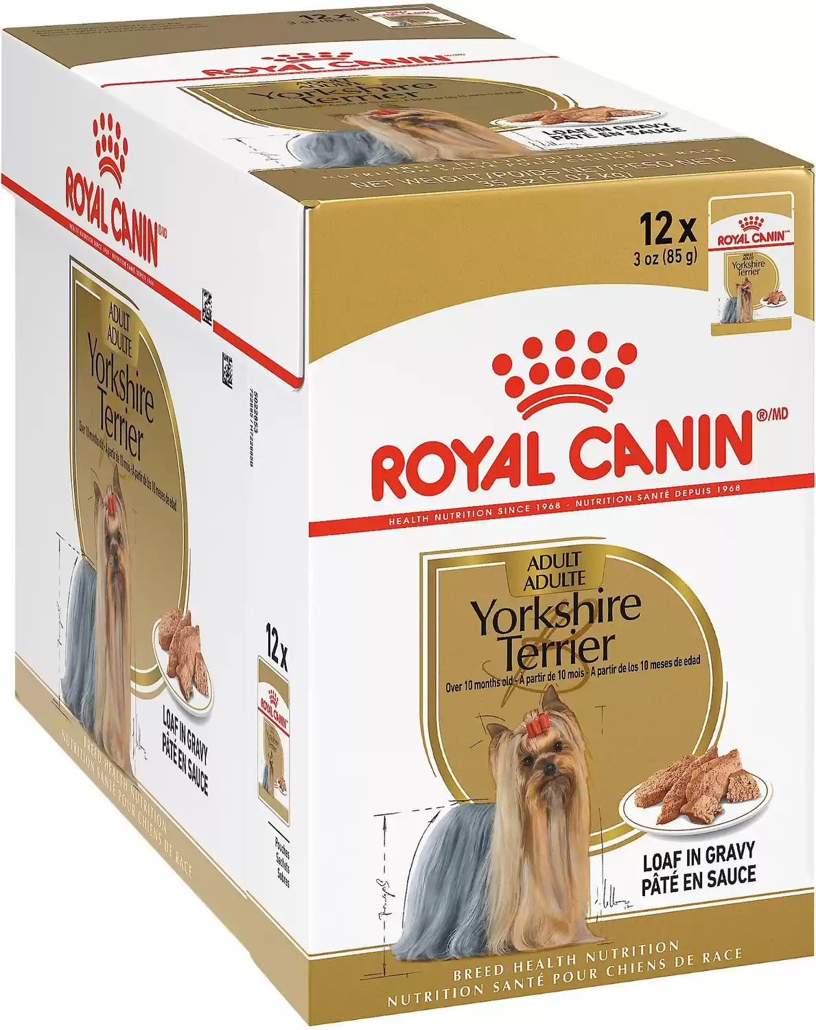 Royal Canin Breed Health Nutrition Yorkshire Terrier Adult Loaf in Gravy Pouch Dog Food, 3-oz pouch, case of 12