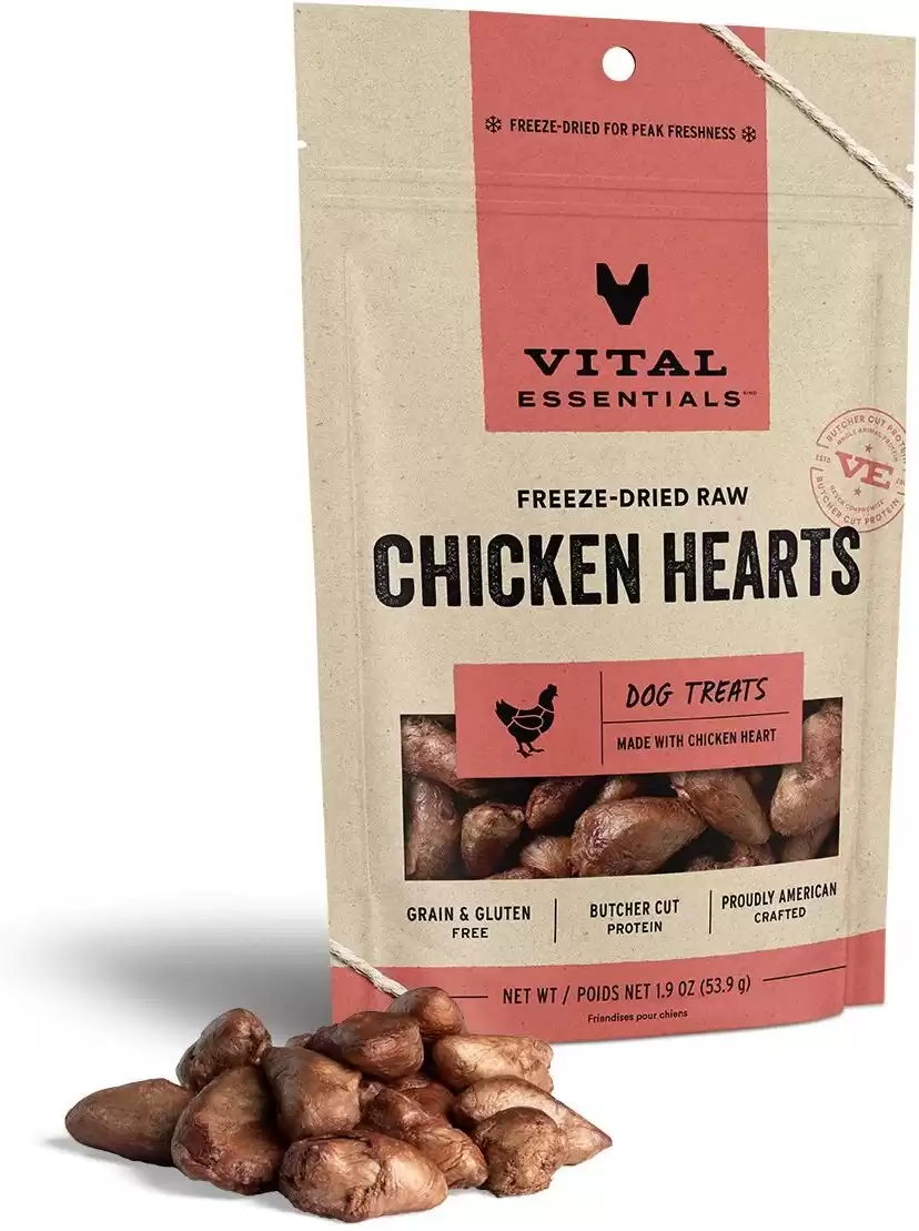 Vital Essentials Chicken Hearts Freeze-Dried Raw Dog Treats