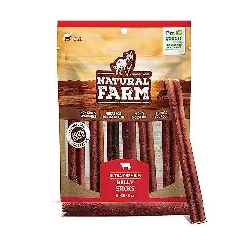 Natural Farm Odor-Free Bully Sticks (6 Inch, 6 Ounces)