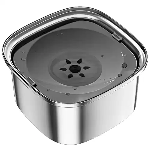 Large Capacity Stainless Steel Dog Water Bowl with No-Spill Slow Water Feeder and Spill-Proof Pet Water Dispenser by UPSKY - 3L/101oz Capacity, Perfect for Travel and Vehicles