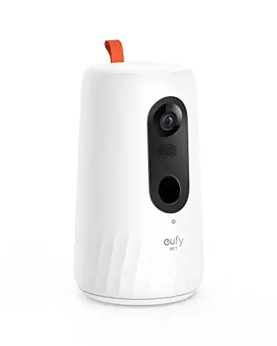 Eufy Security Camera for Pets - 360° View, 1080p, On-Device AI Tracking, Treat Dispenser, 2-Way Audio, Phone App, Local Storage, and Motion Alerts with No Monthly Fee.