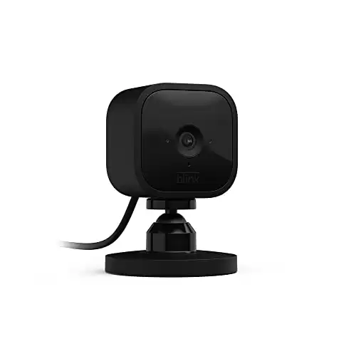 Blink Mini Smart Security Camera - Compact Indoor Plug-In Camera with 1080p HD Video, Night Vision, Motion Detection, Two-Way Audio, Easy Set-Up, and Alexa Compatibility - Single Camera (Black).
