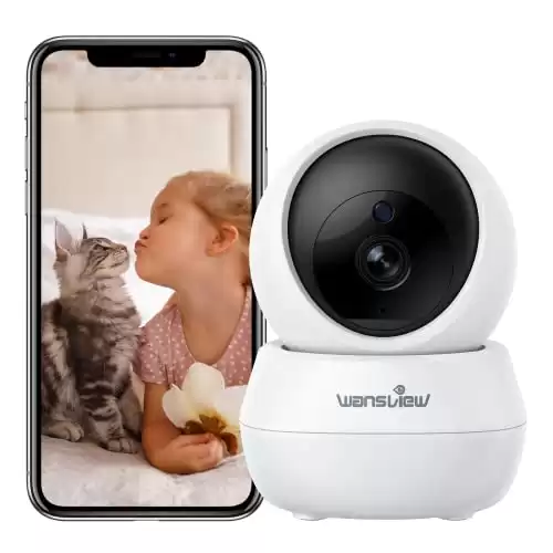 Wansview Indoor Wireless Pet Security Camera with Motion Detection, Phone App, Pan Tilt, Alexa Compatibility - Ideal for Dog Monitoring