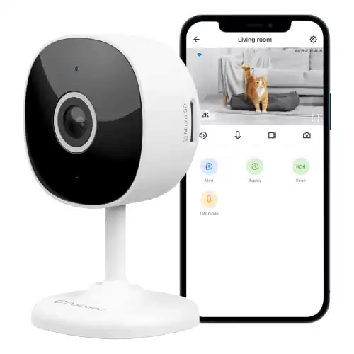 Galayou WiFi Camera G7 - 2K Indoor Home Security Camera for Baby, Elderly, Dog, and Pet Monitoring with Phone App, 24/7 SD Card Storage, and Alexa/Google Home Compatibility.