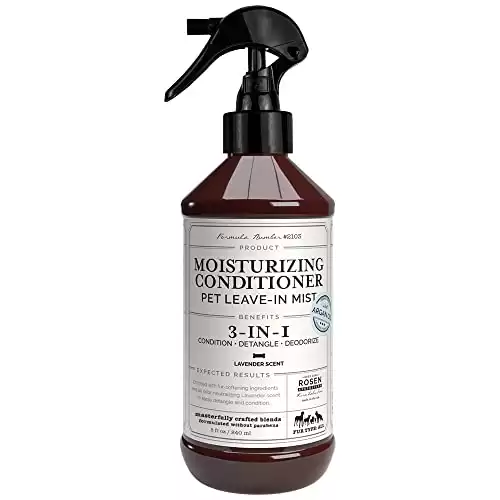 Rosen Apothecary 3-in-1 Pet Leave-in Mist, 8 fl oz: Detangle, Deodorize, & Moisturize with Aloe & Lavender for All Fur Types.