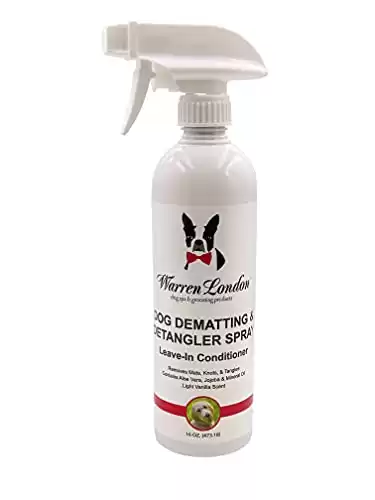 16oz Warren London Dog Dematting and Detangler Spray with Aloe Vera & Jojoba Oil, Groomer Formulated and Made in the USA