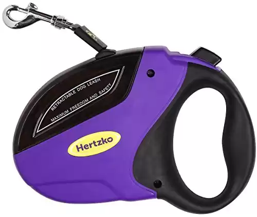 Hertzko Heavy Duty Retractable Dog Leash - Purple and Black, 16 Foot, Supports up to 110lbs - Ideal Retractable Dog Leashes for Small, Medium & Large Dogs, Heavy Duty Purple Dog Leash with Thick R...