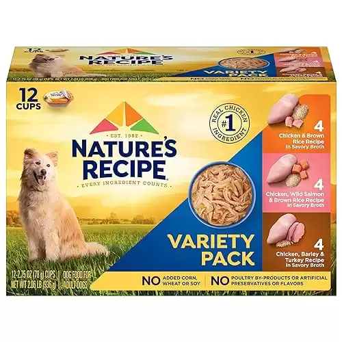 Nature's Recipe Wet Dog Food, Variety Pack, 2.75 Ounce Cup (Pack of 24)