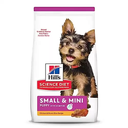 Small Breed Puppy Dry Dog Food, Chicken Meal, Barley & Brown Rice Recipe by Hill's Science Diet, 4.5lb Bag, Small Paws Formula.
